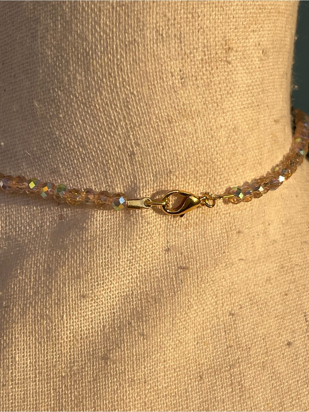 African Agate Gold Tone Wire Wrapped Champagne Glass Beaded Necklace - Picture 4 of 4